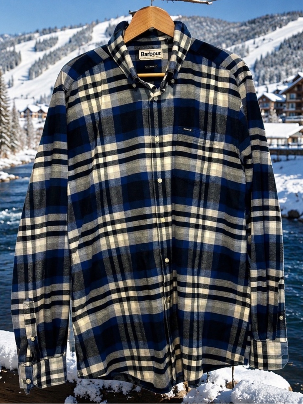 Barbour brushed cotton winter plaid shirt lightly worn out of a non-smoking home